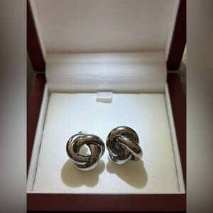 Silver Knot Stud Earrings